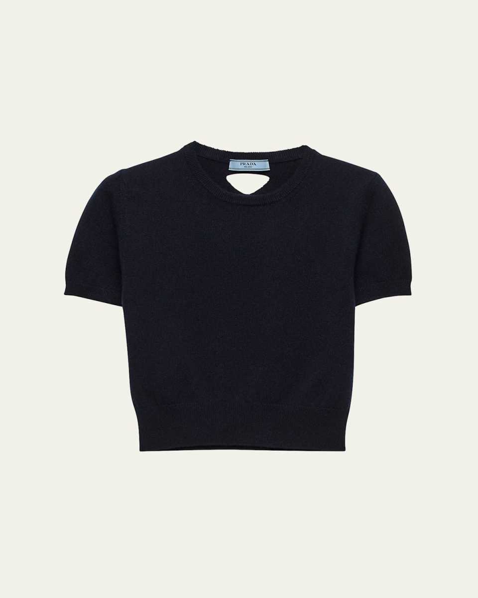 Short-Sleeve Cashmere Crop Sweater